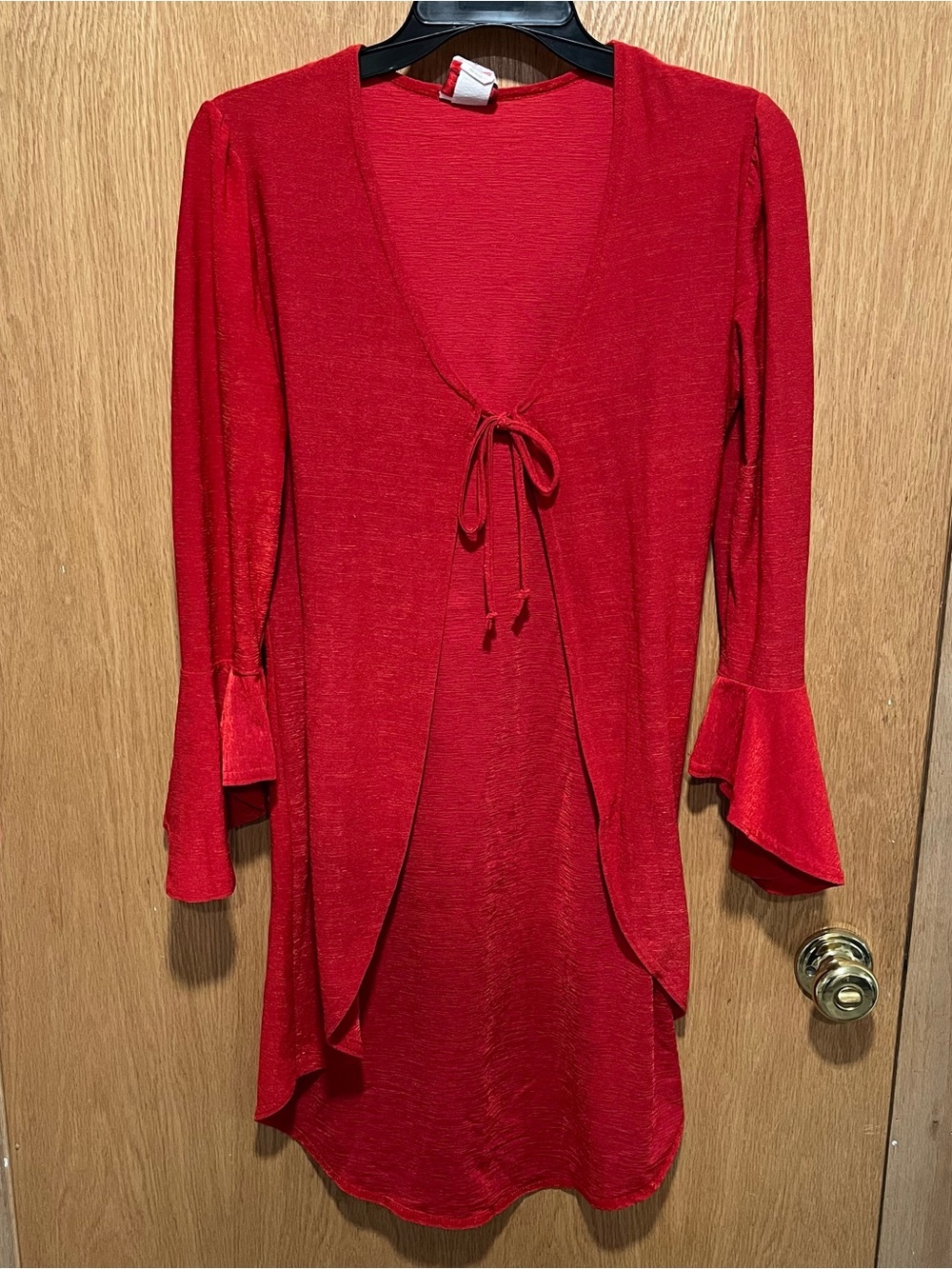 Red Tie-Front Lightweight Cardigan